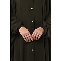 Front open Kaftan with fashionable buttons- Olive Green